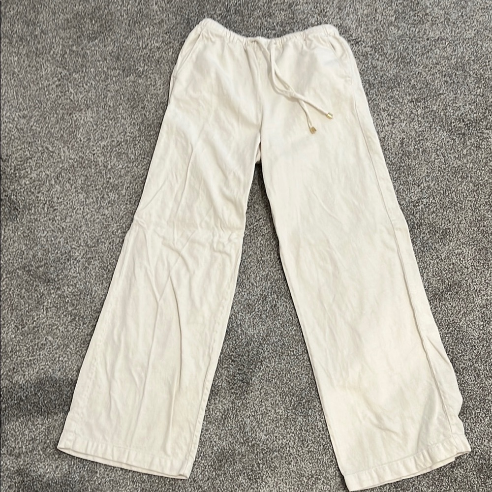 Zara Casual Cream Drawstring Pants